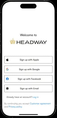 Imagen de teléfono mostrando la aplicación de trading de Headway