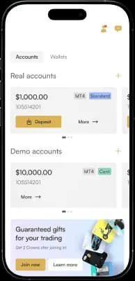 Imagen de teléfono mostrando la aplicación de trading de Headway