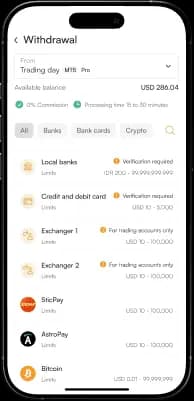 Imagen de teléfono mostrando la aplicación de trading de Headway